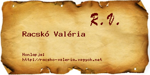Racskó Valéria névjegykártya